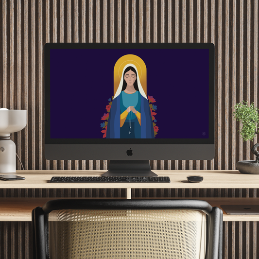 Our Lady of the Rosary Desktop Wallpaper | Catholic Digital Download | Multiple Layouts