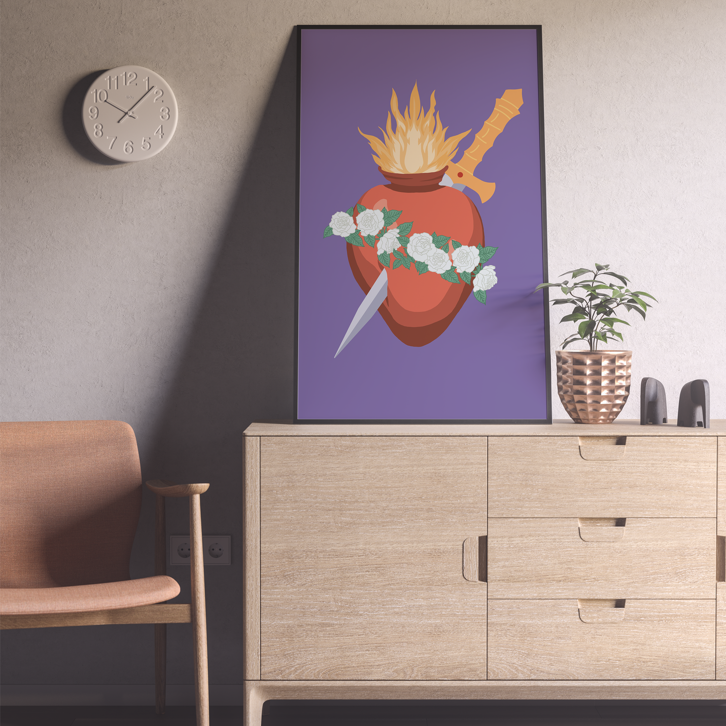 Immaculate Heart Digital Art Print Download | Modern Catholic Wall Art for Home & Office