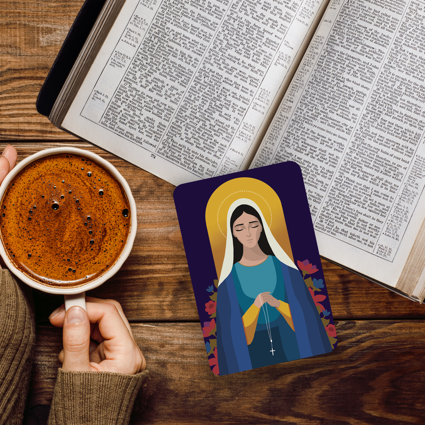 Our Lady of the Rosary Catholic Prayer Card | Holy Card | Pine Tree Catholic