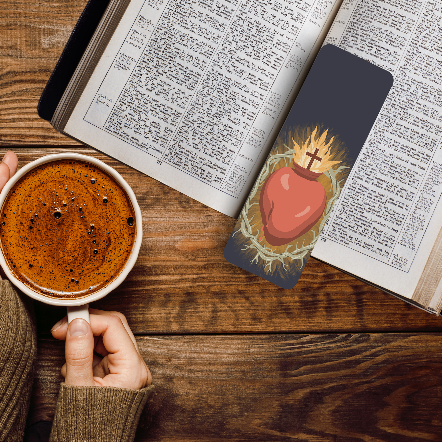 Sacred Heart Premium Bookmark with Catholic Prayer | For Devotion & Reflection | Catholic Faith Essential