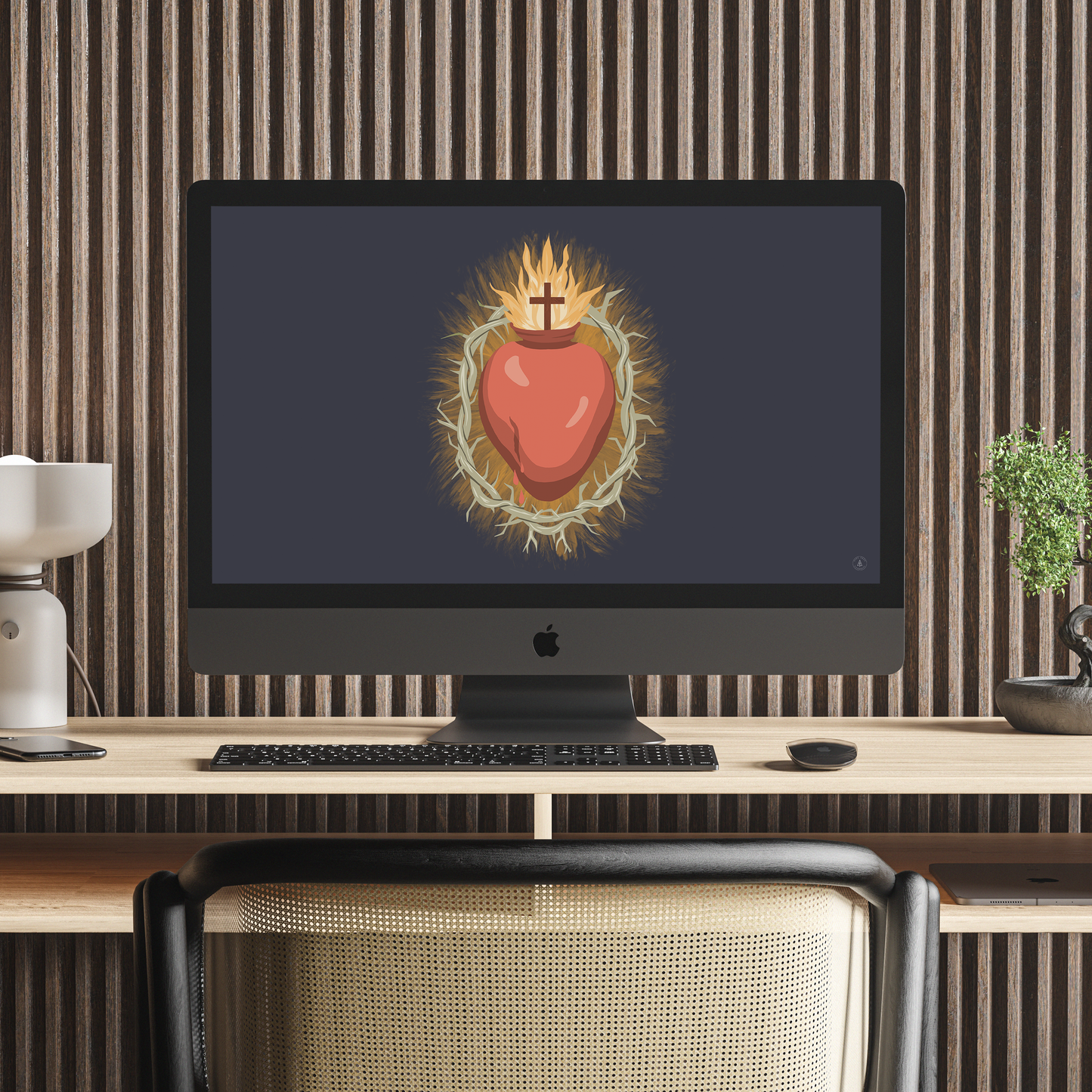 Sacred Heart Computer Digital Wallpaper Bundle | Catholic Device Backgrounds | Modern Religious Art