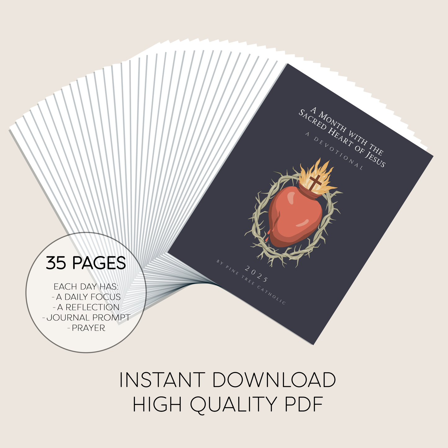 Sacred Heart Devotional | 30-Day Catholic Journal with Daily Prayers, Reflections & Prompts | Digital Download