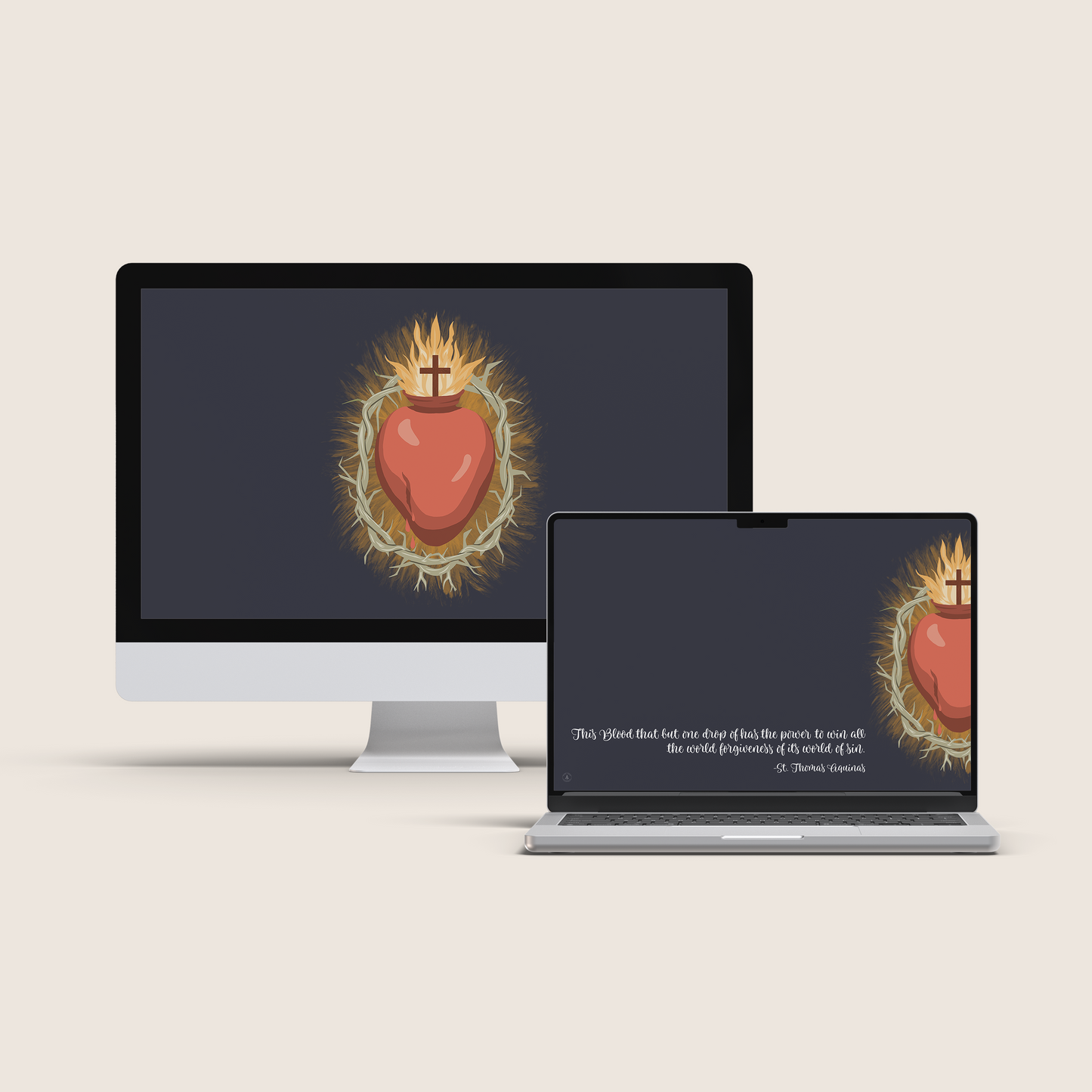 Sacred Heart Computer Digital Wallpaper Bundle | Catholic Device Backgrounds | Modern Religious Art