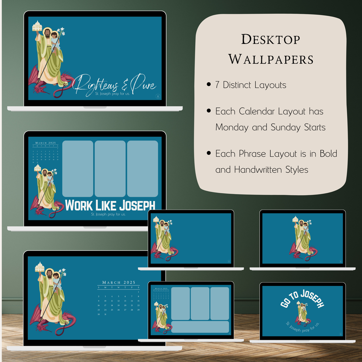 Saint Joseph Digital Wallpaper Bundle (Digital Download)