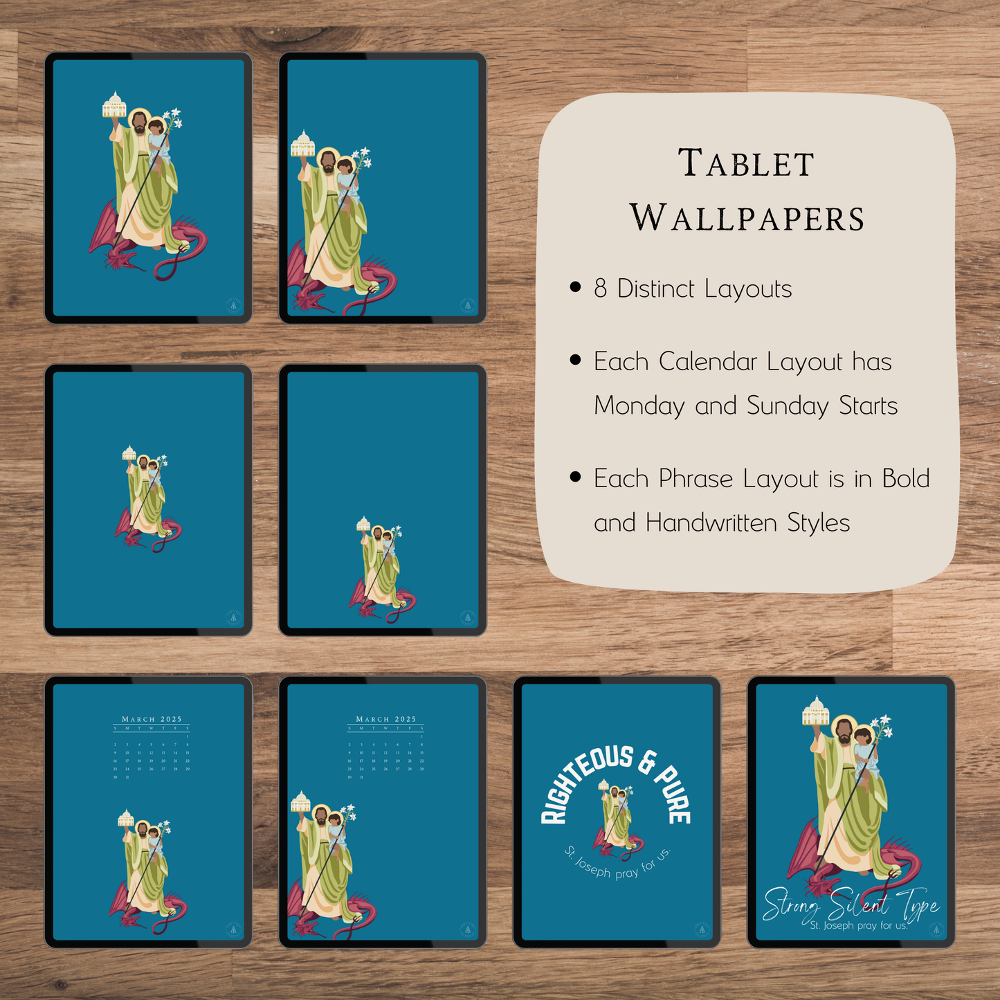 Saint Joseph Digital Wallpaper Bundle (Digital Download)