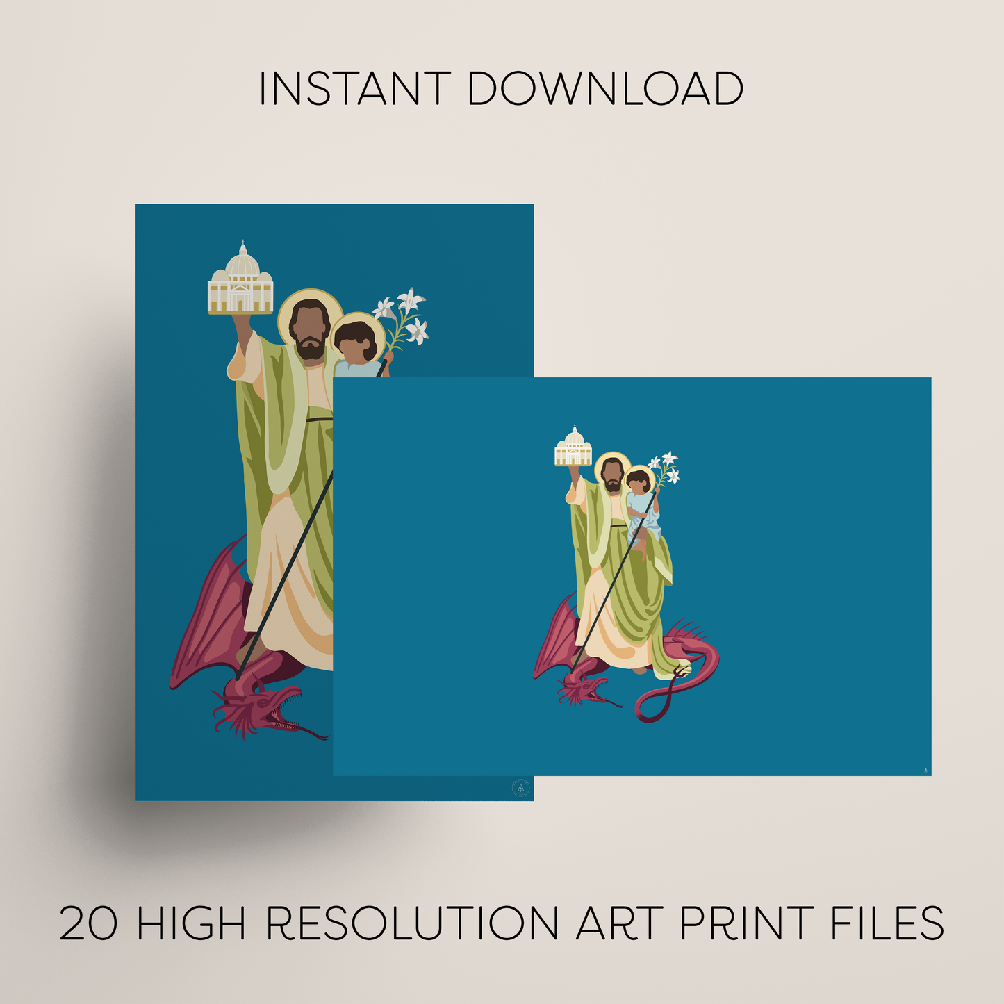 St. Joseph Printable Art Bundle | Catholic Digital Download | Multiple Sizes PNG & JPG