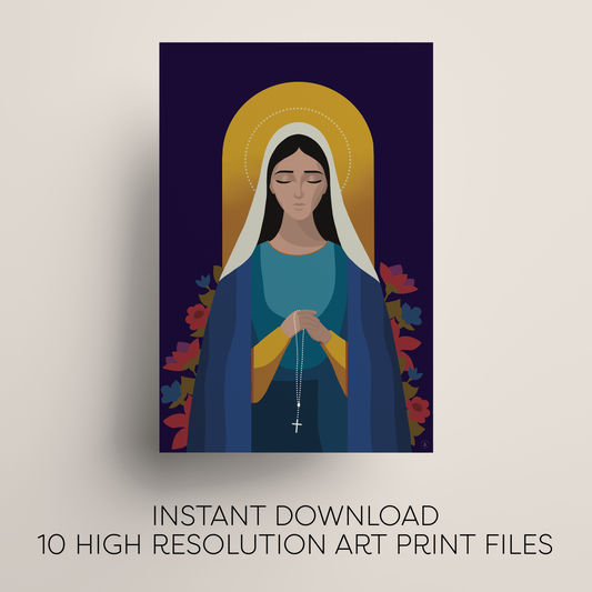 Our Lady of the Rosary Printable Art Bundle | Catholic Digital Download | Multiple Sizes PNG & JPG