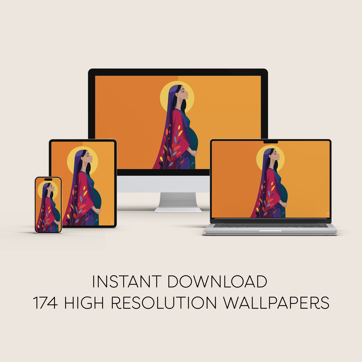 Immaculate Conception Complete Wallpaper Bundle | Phone Tablet & Desktop | Catholic Digital Download