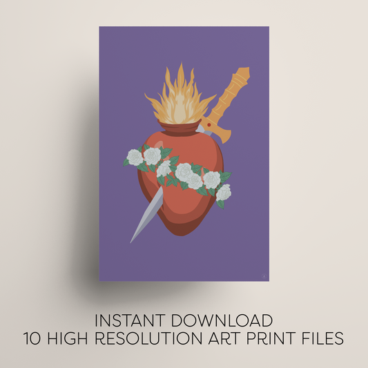 Immaculate Heart Digital Art Print Download | Modern Catholic Wall Art for Home & Office