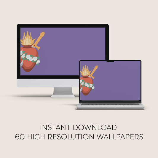 Immaculate Heart Computer Digital Wallpaper Bundle | Catholic Device Backgrounds | Modern Religious Art