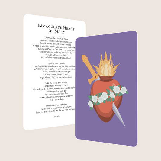 Immaculate Heart of Mary Premium Prayer Card | Keepsake for Prayer & Reflection | Catholic Faith Essential