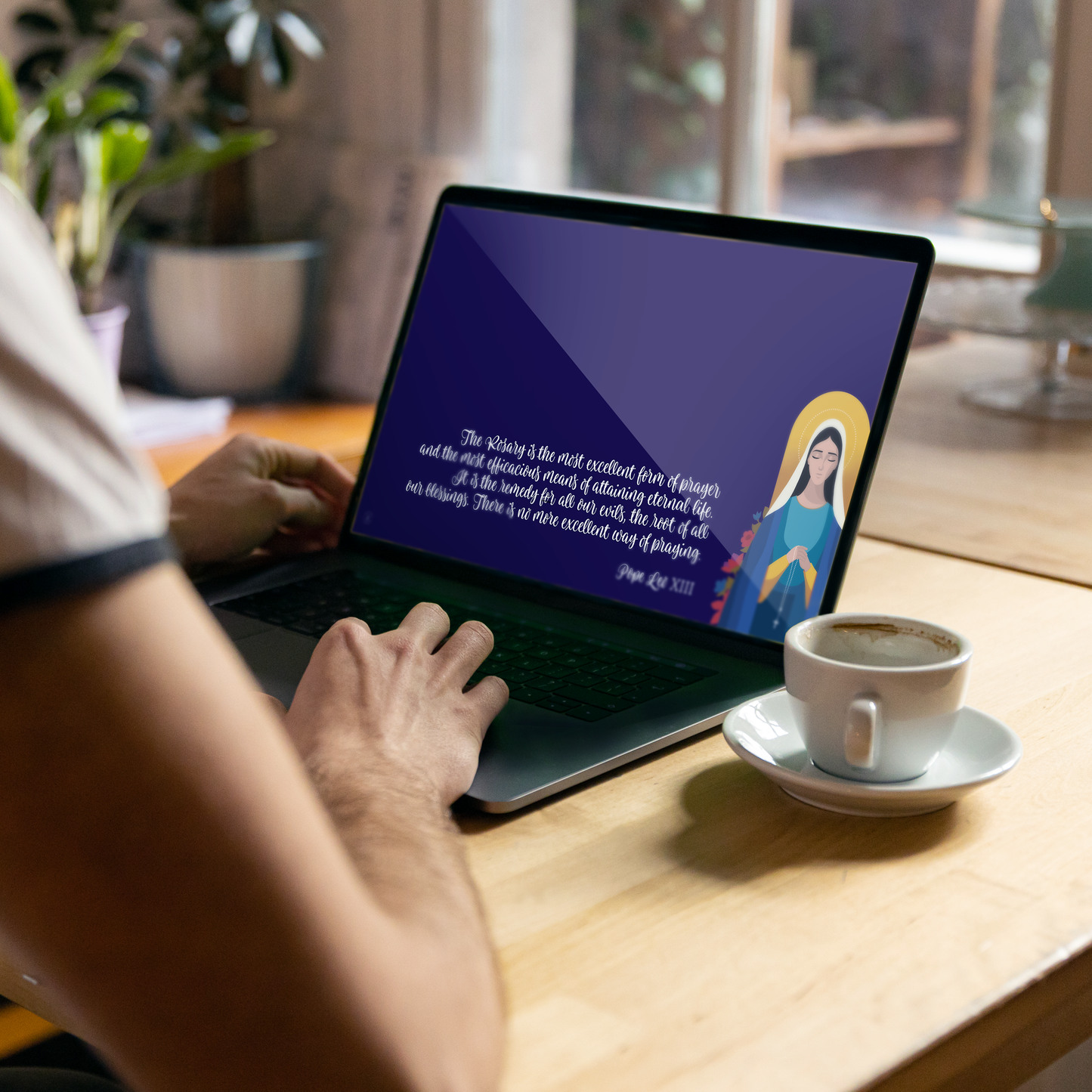 Our Lady of the Rosary Desktop Wallpaper | Catholic Digital Download | Multiple Layouts