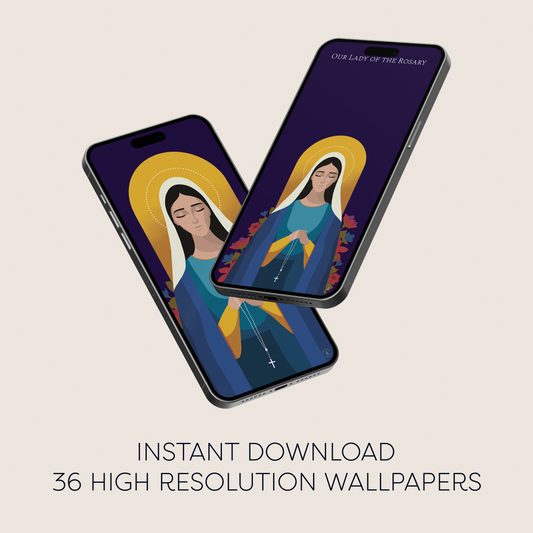 Our Lady of the Rosary Phone Wallpaper | Catholic Digital Download | Multiple Layouts