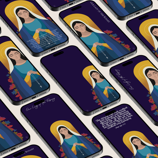 Our Lady of the Rosary Phone Wallpaper | Catholic Digital Download | Multiple Layouts