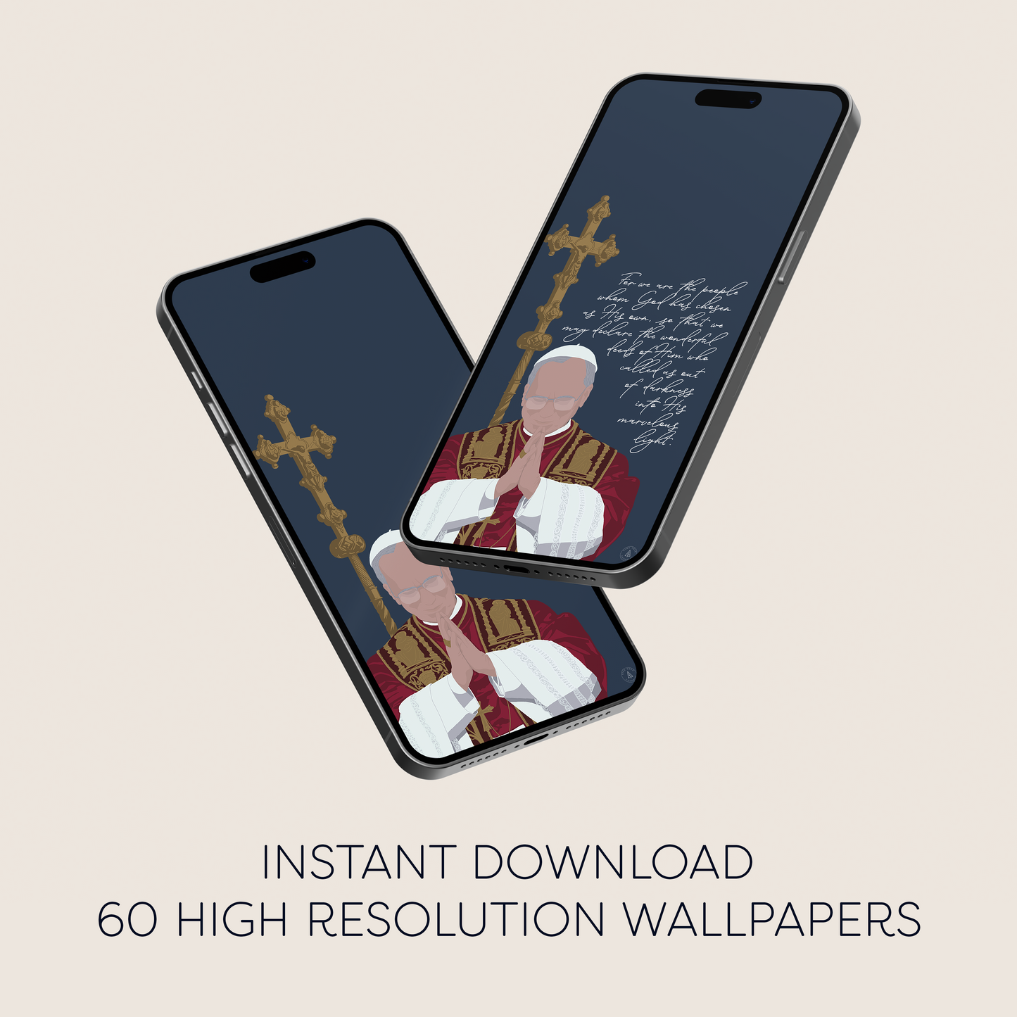 Pope Leo XIV Phone Wallpaper | Catholic Digital Download | Multiple Layouts