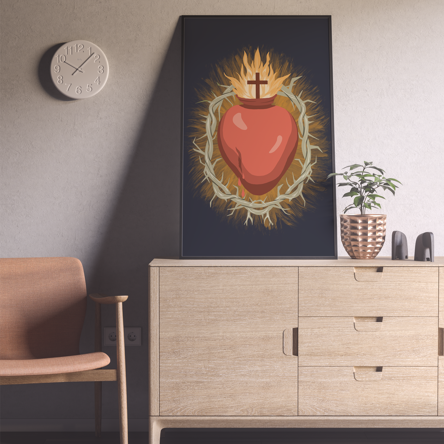 Sacred Heart Digital Art Print Download | Modern Catholic Wall Art
