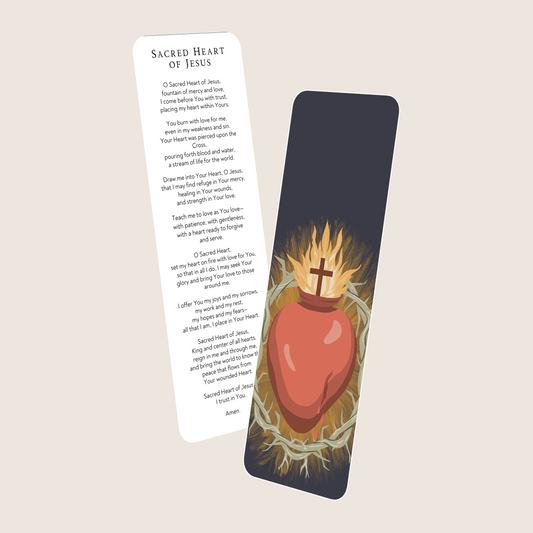 Sacred Heart Premium Bookmark with Catholic Prayer | For Devotion & Reflection | Catholic Faith Essential
