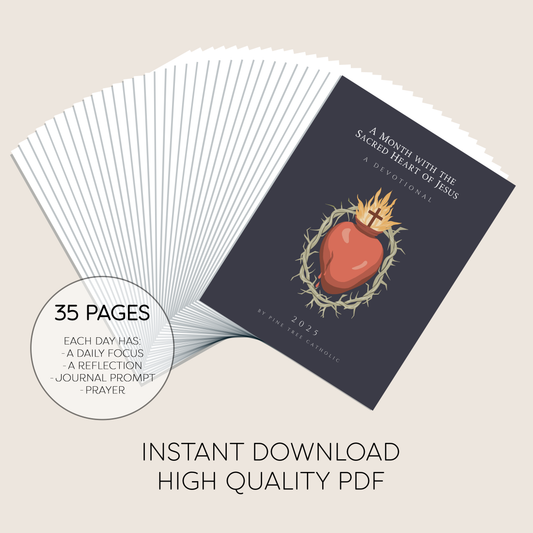 Sacred Heart Devotional | 30-Day Catholic Journal with Daily Prayers, Reflections & Prompts | Digital Download