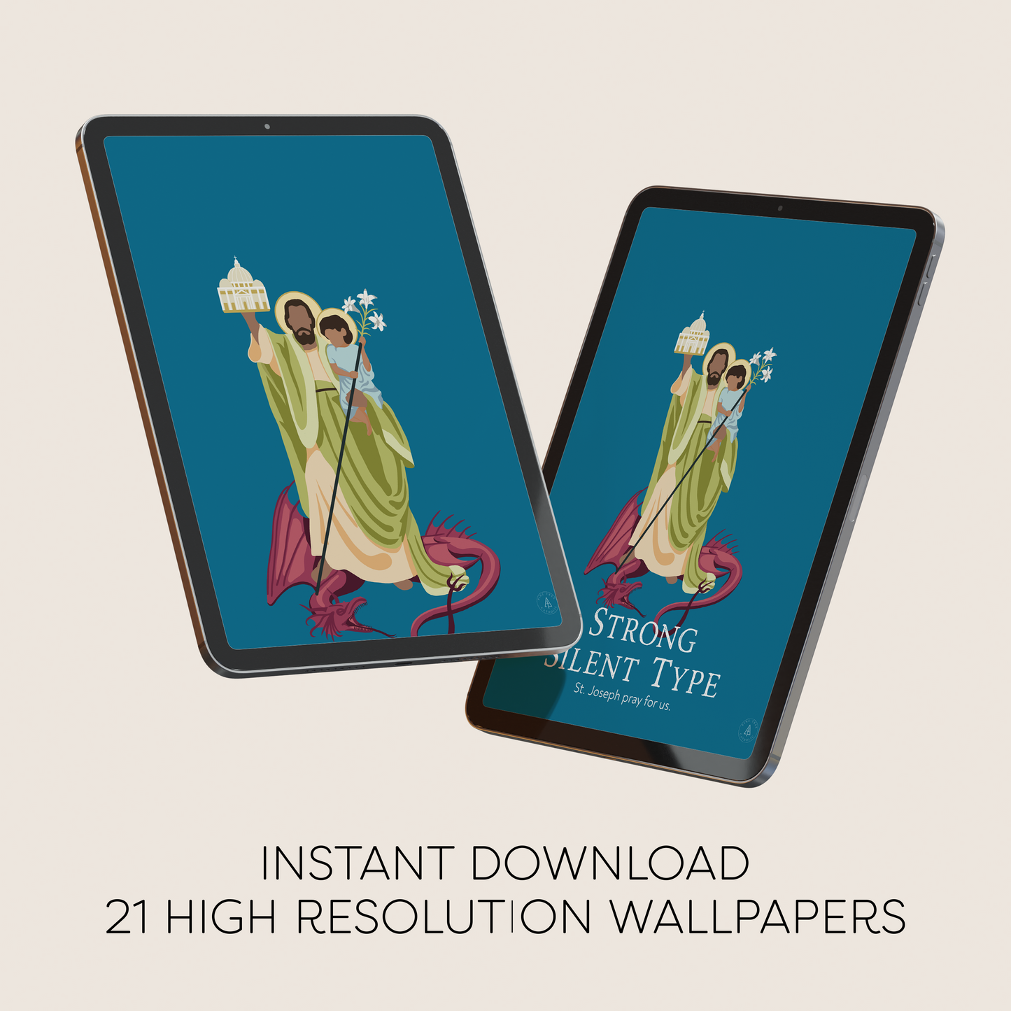 St. Joseph Tablet Wallpaper | Catholic Digital Download | Multiple Layouts
