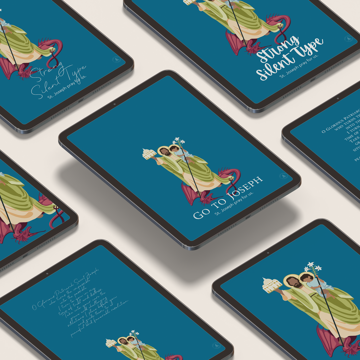 St. Joseph Tablet Wallpaper | Catholic Digital Download | Multiple Layouts