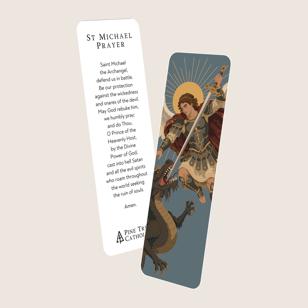 St. Michael Catholic Bookmark | Handcrafted | Pine Tree Catholic
