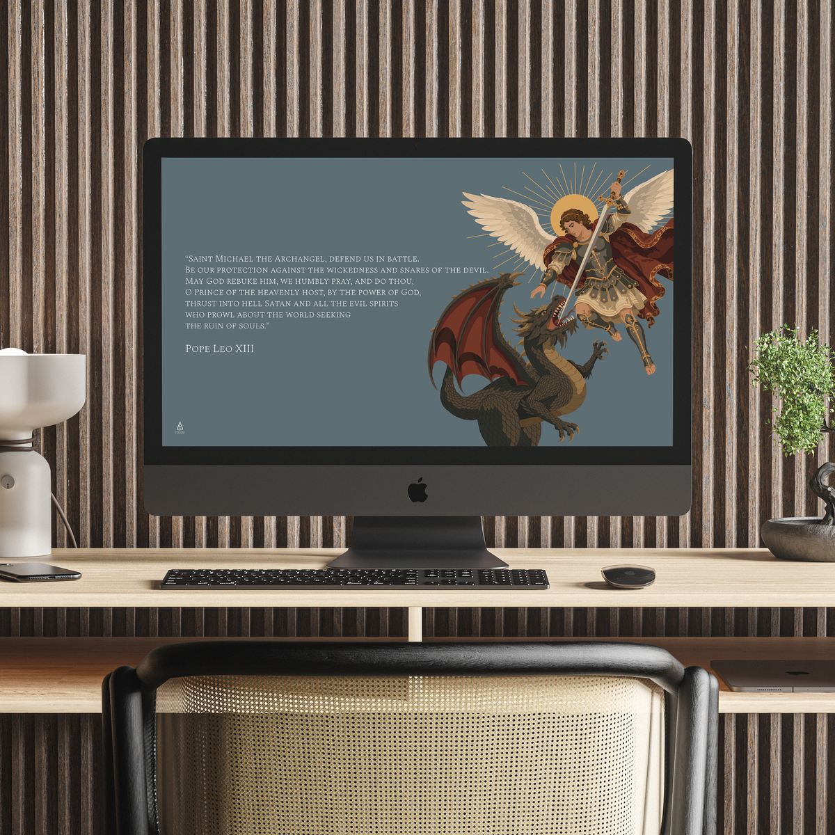 St. Michael Desktop Wallpaper | Catholic Digital Download | Multiple Layouts
