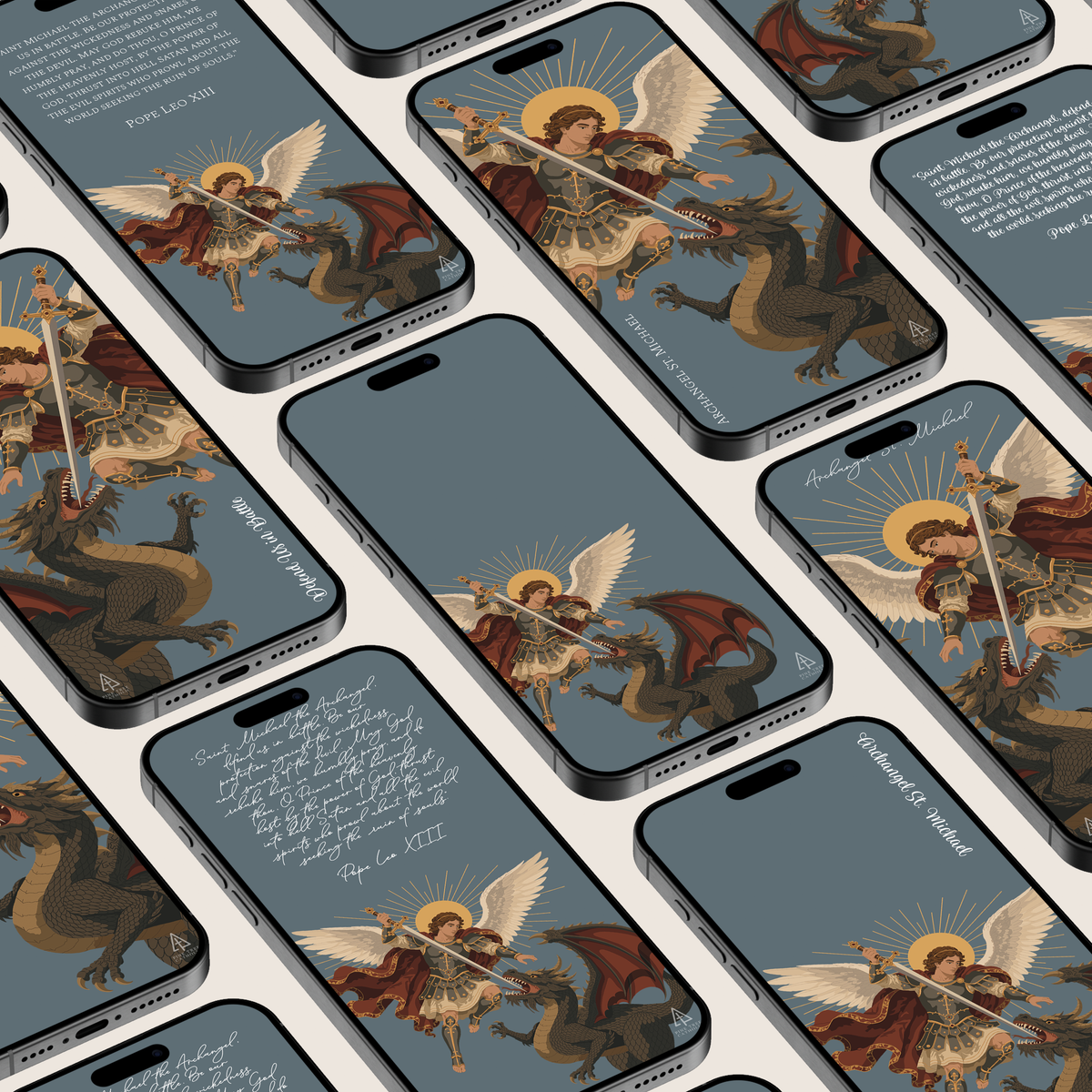 St. Michael Phone Wallpaper | Catholic Digital Download | Multiple Layouts