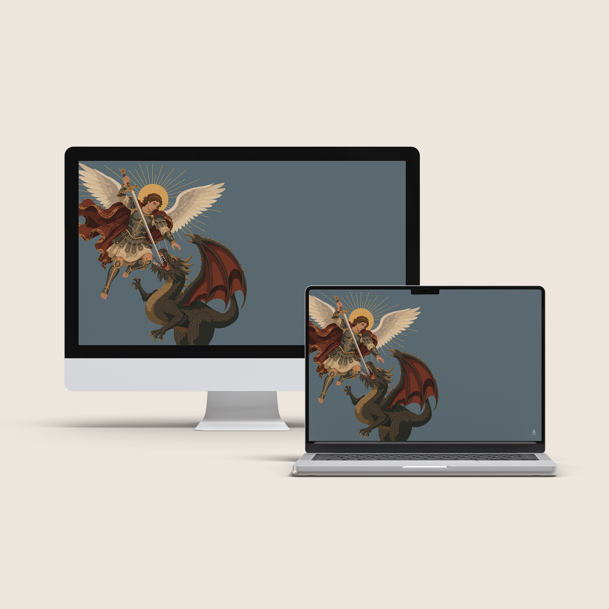 St. Michael Desktop Wallpaper | Catholic Digital Download | Multiple Layouts