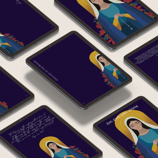 Our Lady of the Rosary Tablet Wallpaper | Catholic Digital Download | Multiple Layouts