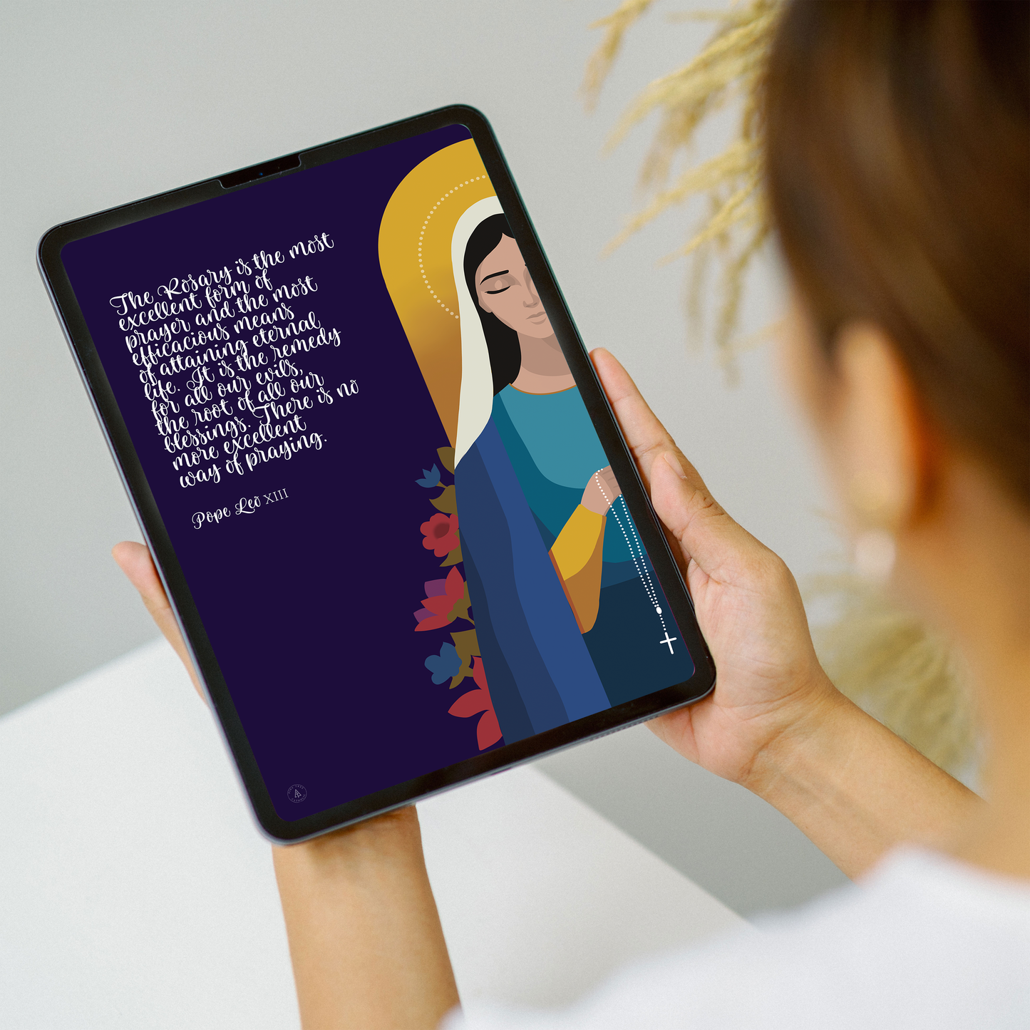 Our Lady of the Rosary Tablet Wallpaper | Catholic Digital Download | Multiple Layouts