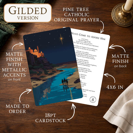 Magi Catholic Hand Illustrated Prayer Card | Classic & Gold Foil Options (4"x6")