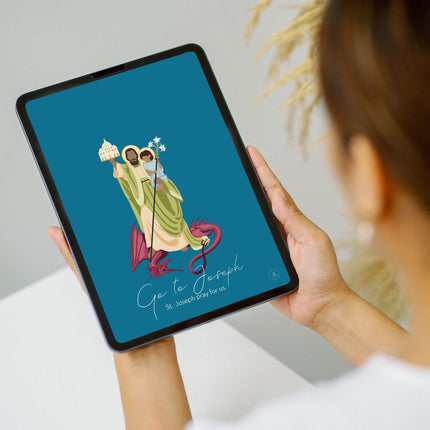 St. Joseph Hand Illustrated Complete Wallpaper Bundle | Phone Tablet & Desktop | Catholic Digital Download