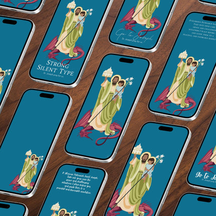 St. Joseph Hand Illustrated Complete Wallpaper Bundle | Phone Tablet & Desktop | Catholic Digital Download