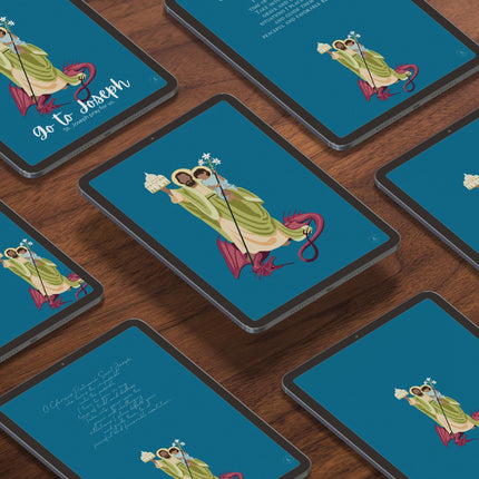 St. Joseph Hand Illustrated Complete Wallpaper Bundle | Phone Tablet & Desktop | Catholic Digital Download